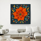 Whimsical Decorative Orange Flower by Boriana Giormova on GIANT ART - orange digital drawing