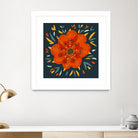 Whimsical Decorative Orange Flower by Boriana Giormova on GIANT ART - orange digital drawing