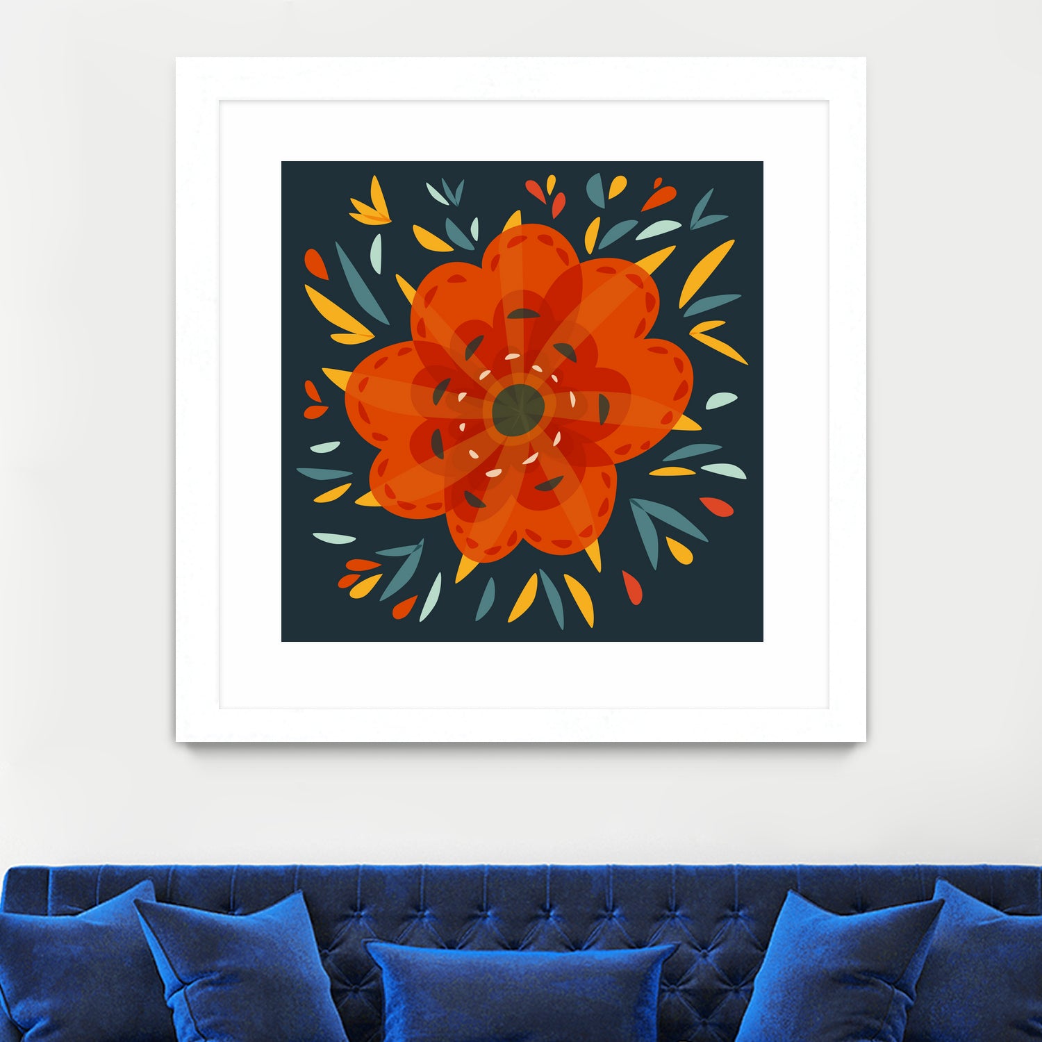 Whimsical Decorative Orange Flower by Boriana Giormova on GIANT ART - orange digital drawing