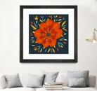 Whimsical Decorative Orange Flower by Boriana Giormova on GIANT ART - orange digital drawing