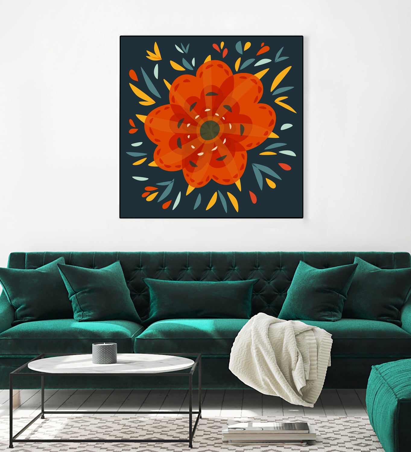 Whimsical Decorative Orange Flower by Boriana Giormova on GIANT ART - orange digital drawing