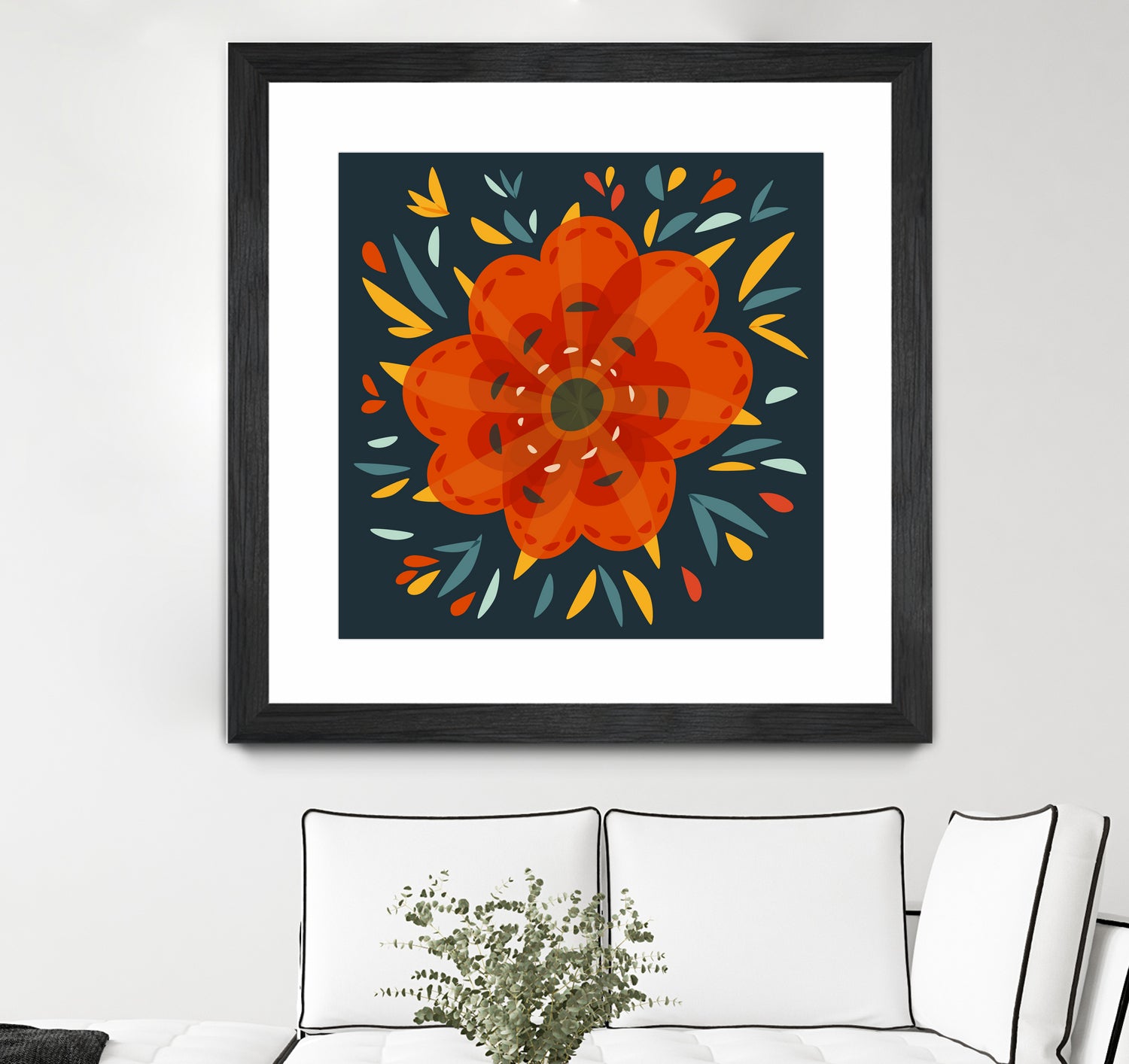 Whimsical Decorative Orange Flower by Boriana Giormova on GIANT ART - orange digital drawing