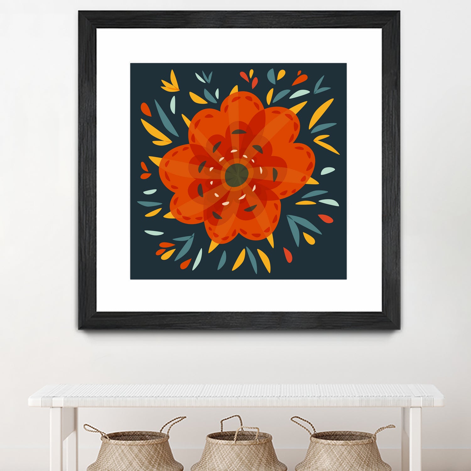 Whimsical Decorative Orange Flower by Boriana Giormova on GIANT ART - orange digital drawing