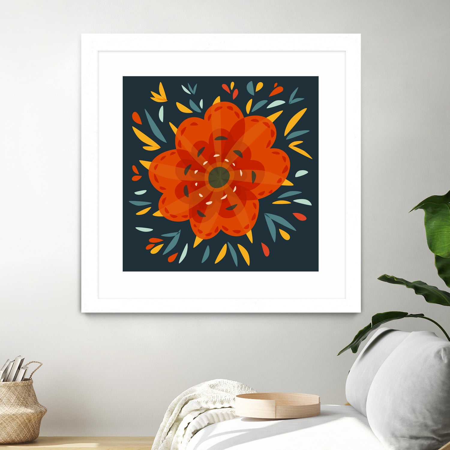 Whimsical Decorative Orange Flower by Boriana Giormova on GIANT ART - orange digital drawing