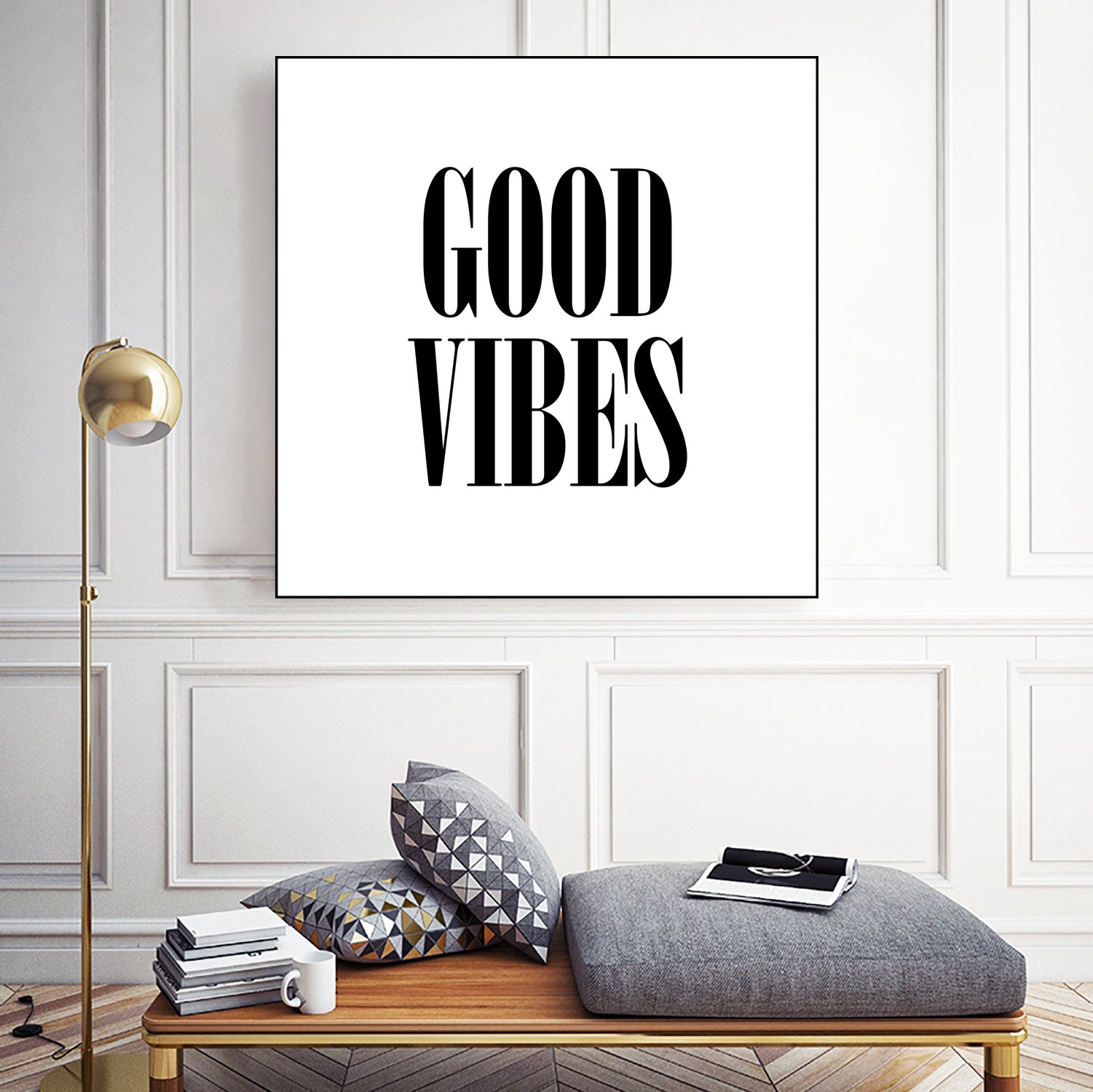 Good Vibes by Neli Dimitrova on GIANT ART - white typography