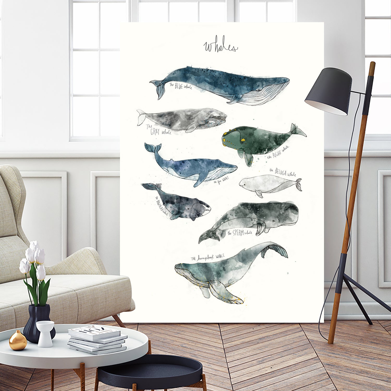 Whales by Amy Hamilton on GIANT ART - blue mixed media