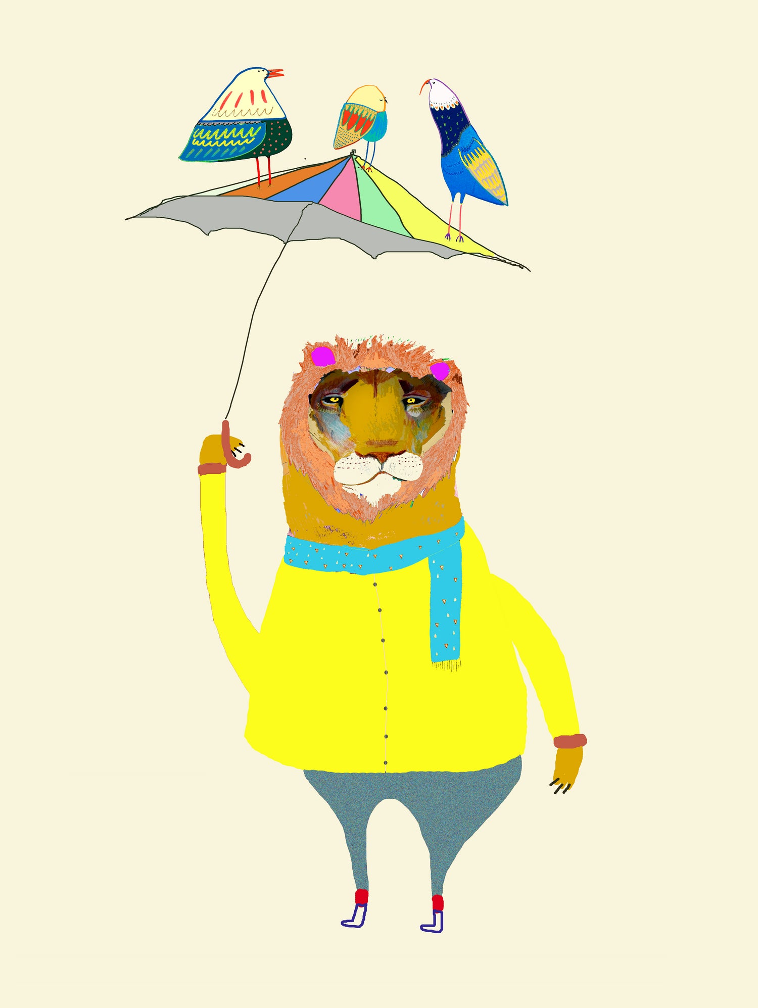 Lion With Umbrella by Ashley Percival on GIANT ART - digital drawing