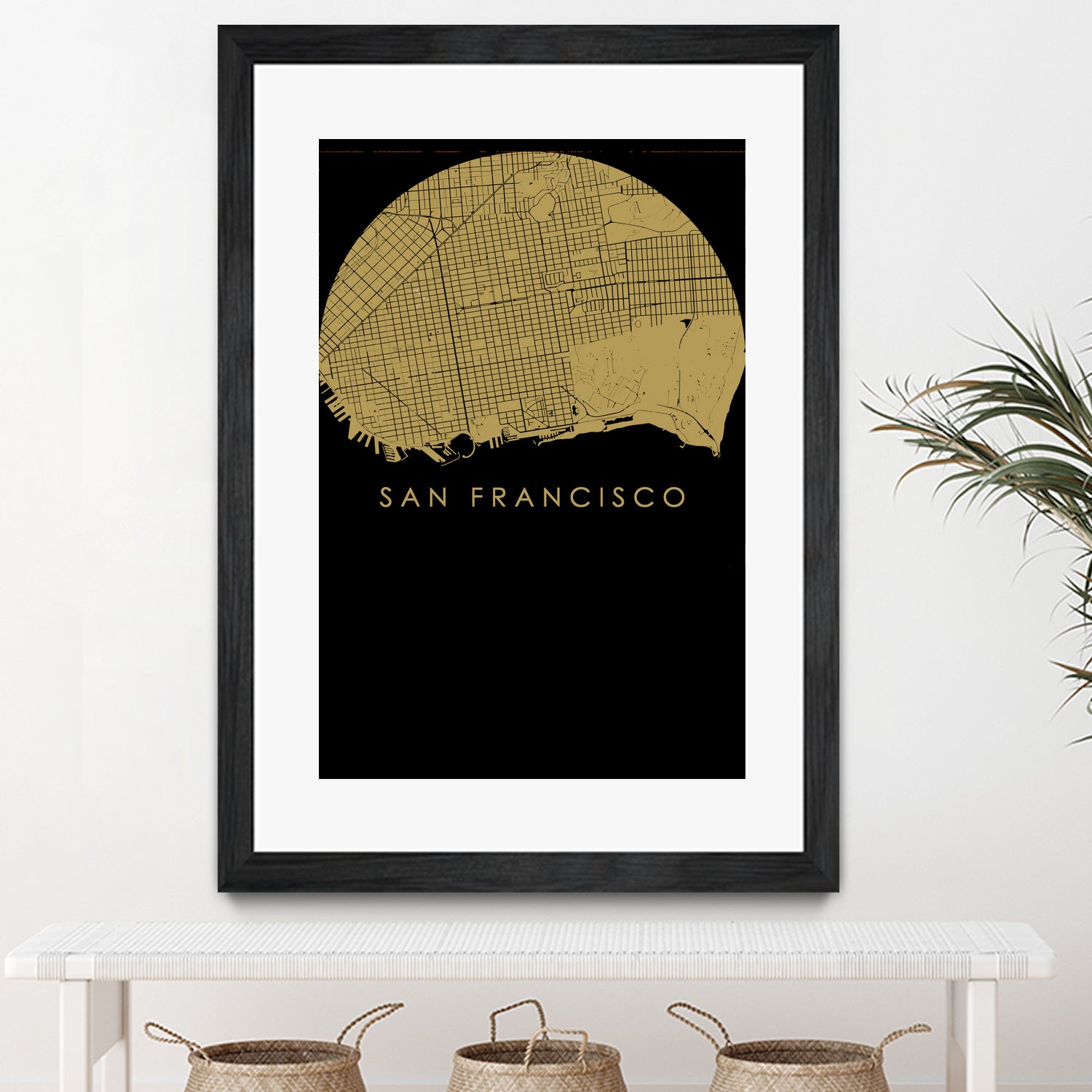 San Francisco city map gold by Javier Ruiz on GIANT ART - brown digital drawing