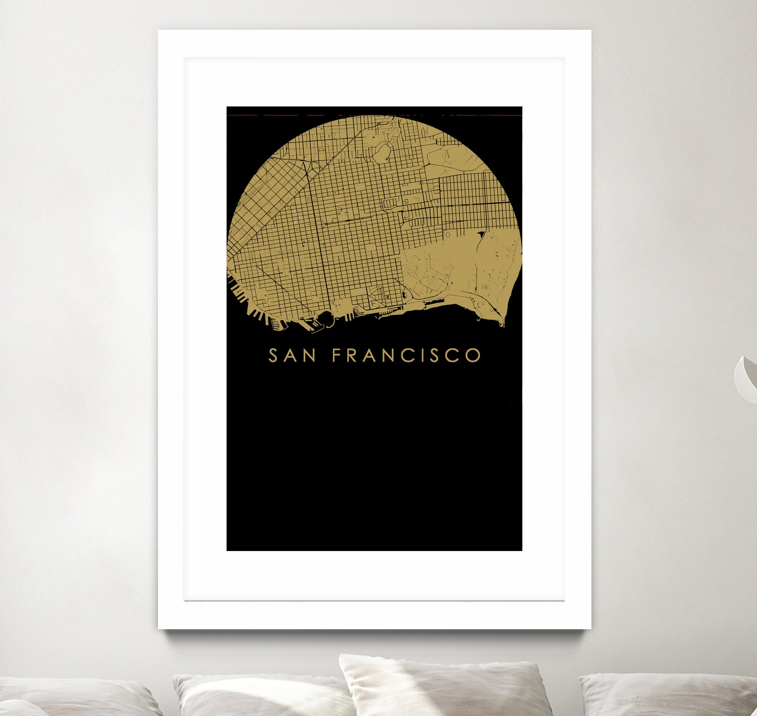 San Francisco city map gold by Javier Ruiz on GIANT ART - brown digital drawing