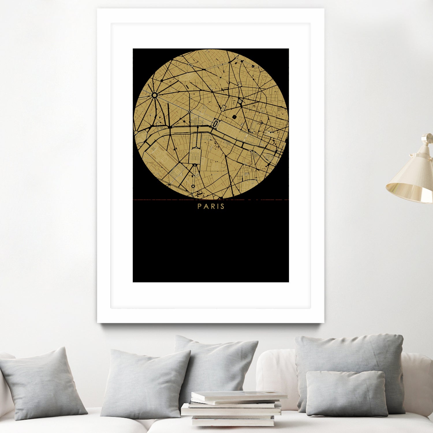 Paris city map gold by Javier Ruiz on GIANT ART - brown digital drawing