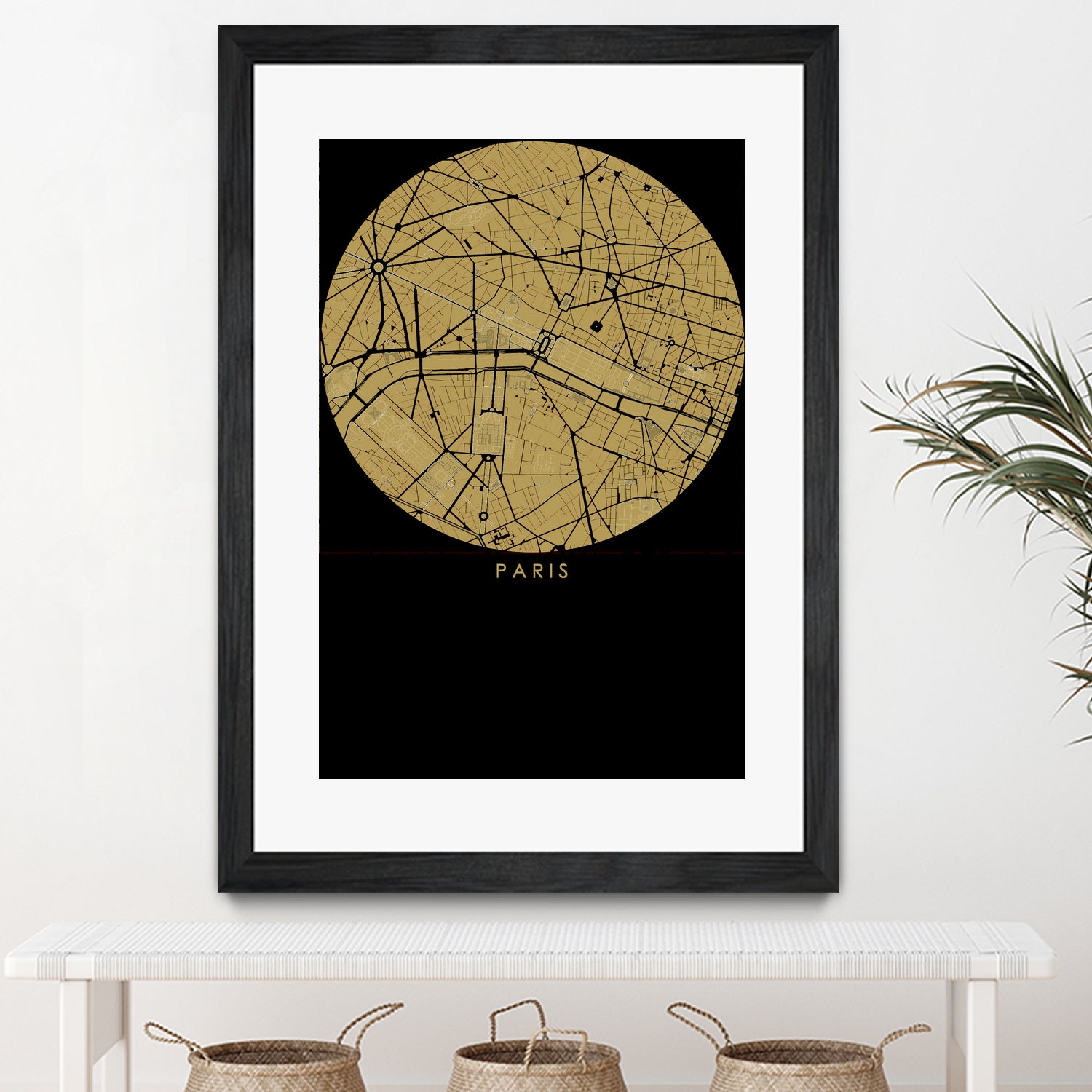 Paris city map gold by Javier Ruiz on GIANT ART - brown digital drawing