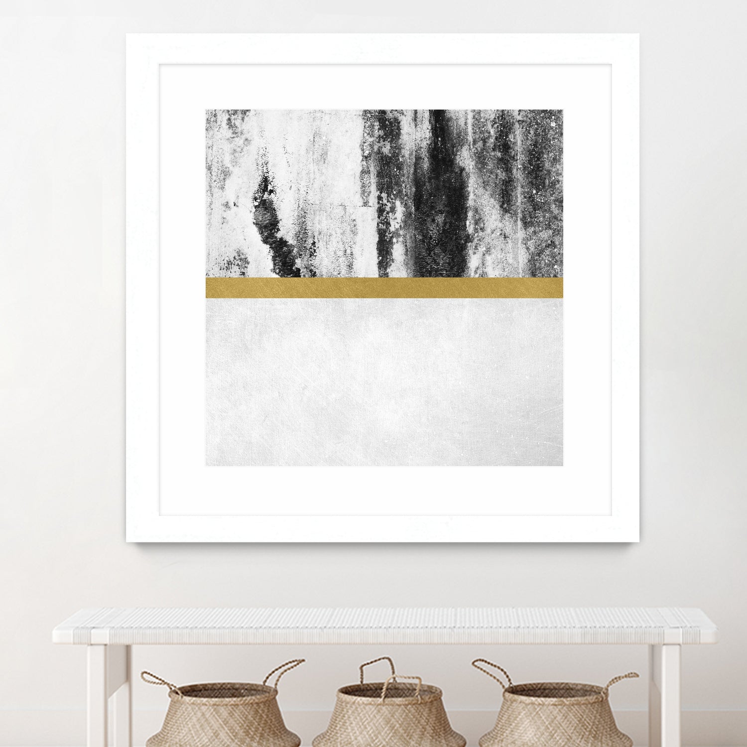 Golden Line / White by Elisabeth Fredriksson on GIANT ART - gray digital painting