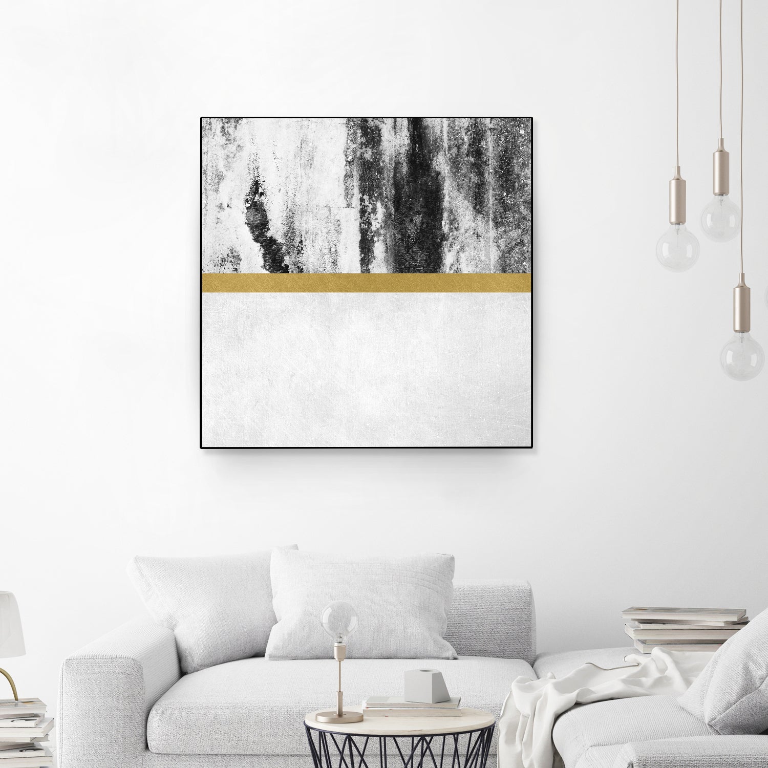 Golden Line / White by Elisabeth Fredriksson on GIANT ART - gray digital painting