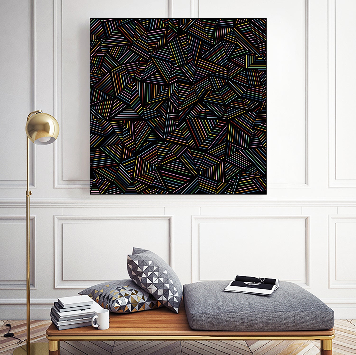 Ab Linear Rainbow B by Emeline Tate-Robertson on GIANT ART - black digital painting