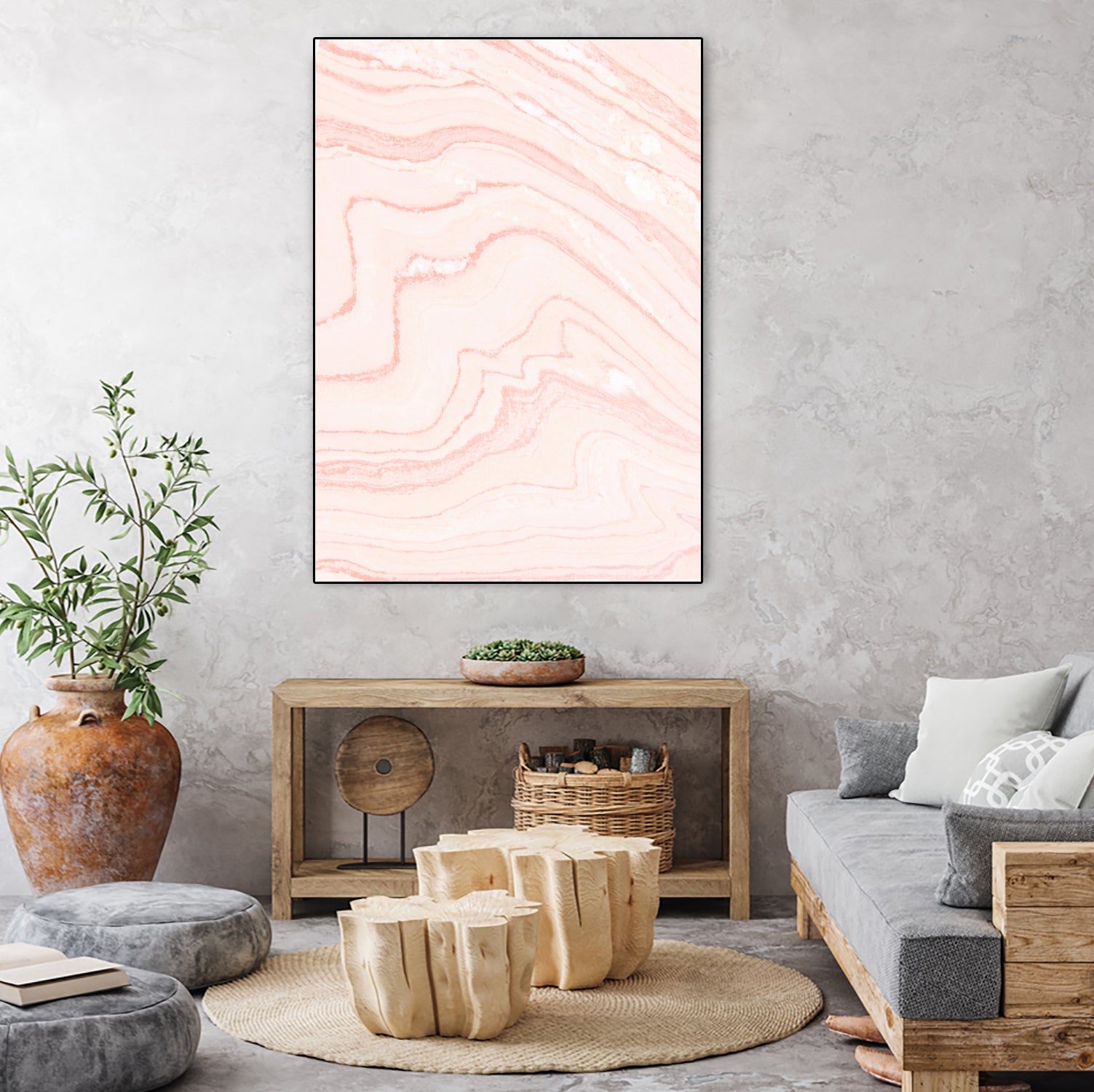 Blush Marble by Rebecca Allen on GIANT ART - pink mixed media