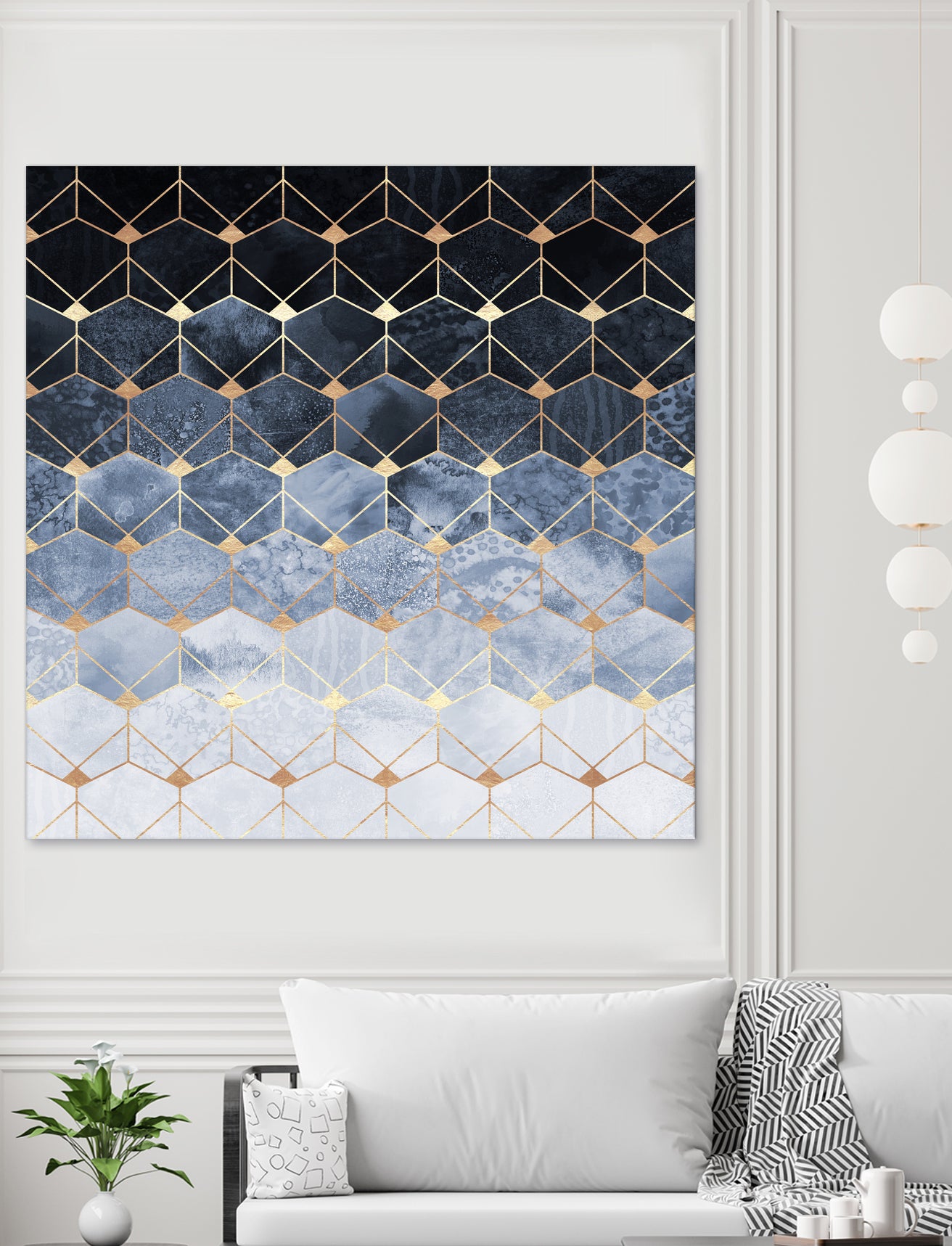 Blue hexagons and diamonds by Elisabeth Fredriksson on GIANT ART - blue digital painting