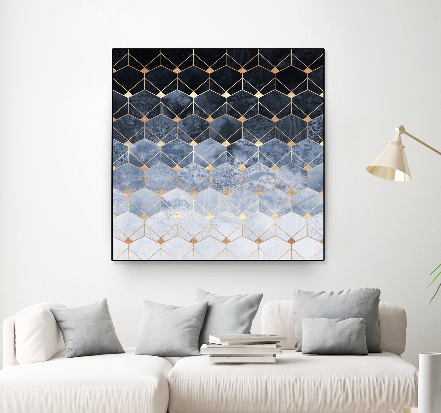 Blue hexagons and diamonds by Elisabeth Fredriksson on GIANT ART - blue digital painting