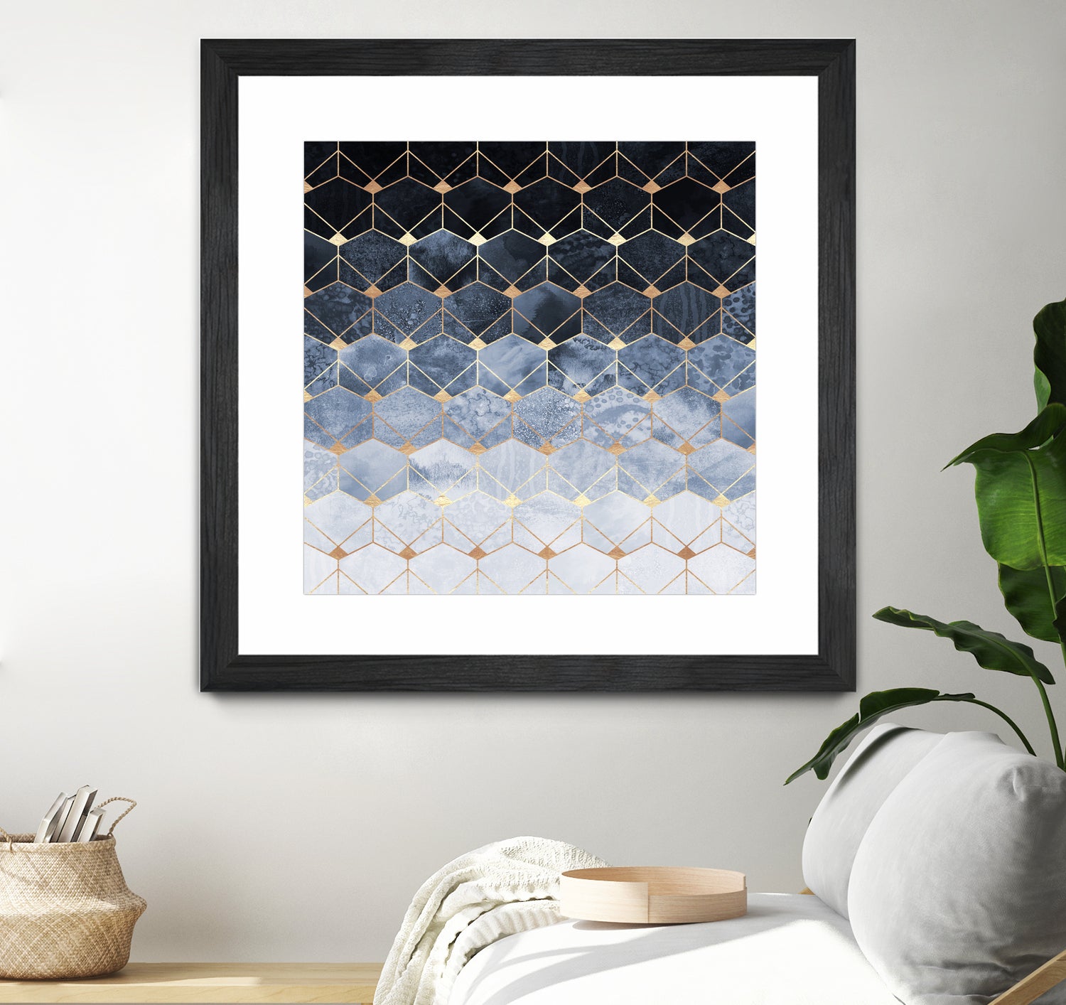 Blue hexagons and diamonds by Elisabeth Fredriksson on GIANT ART - blue digital painting