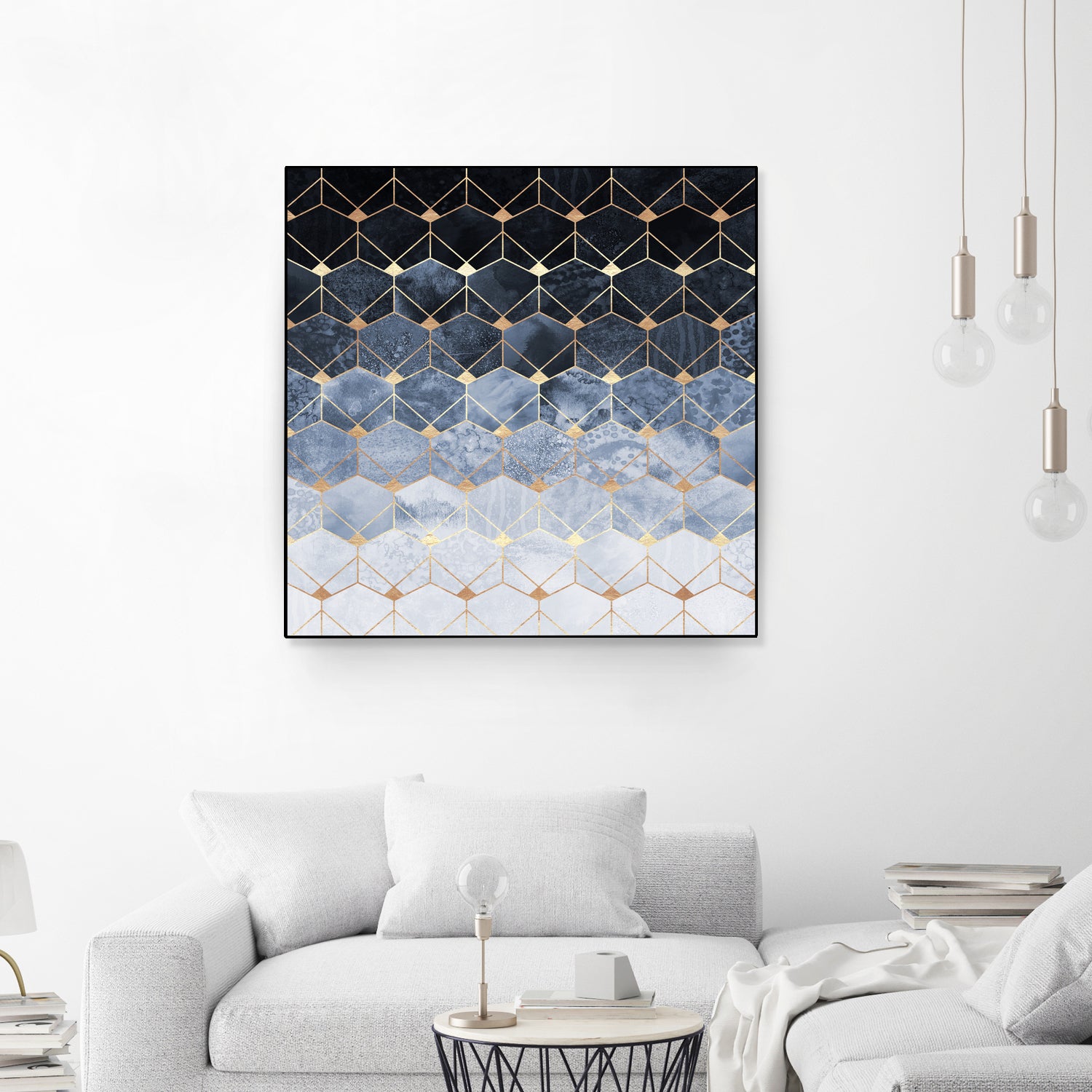 Blue hexagons and diamonds by Elisabeth Fredriksson on GIANT ART - blue digital painting