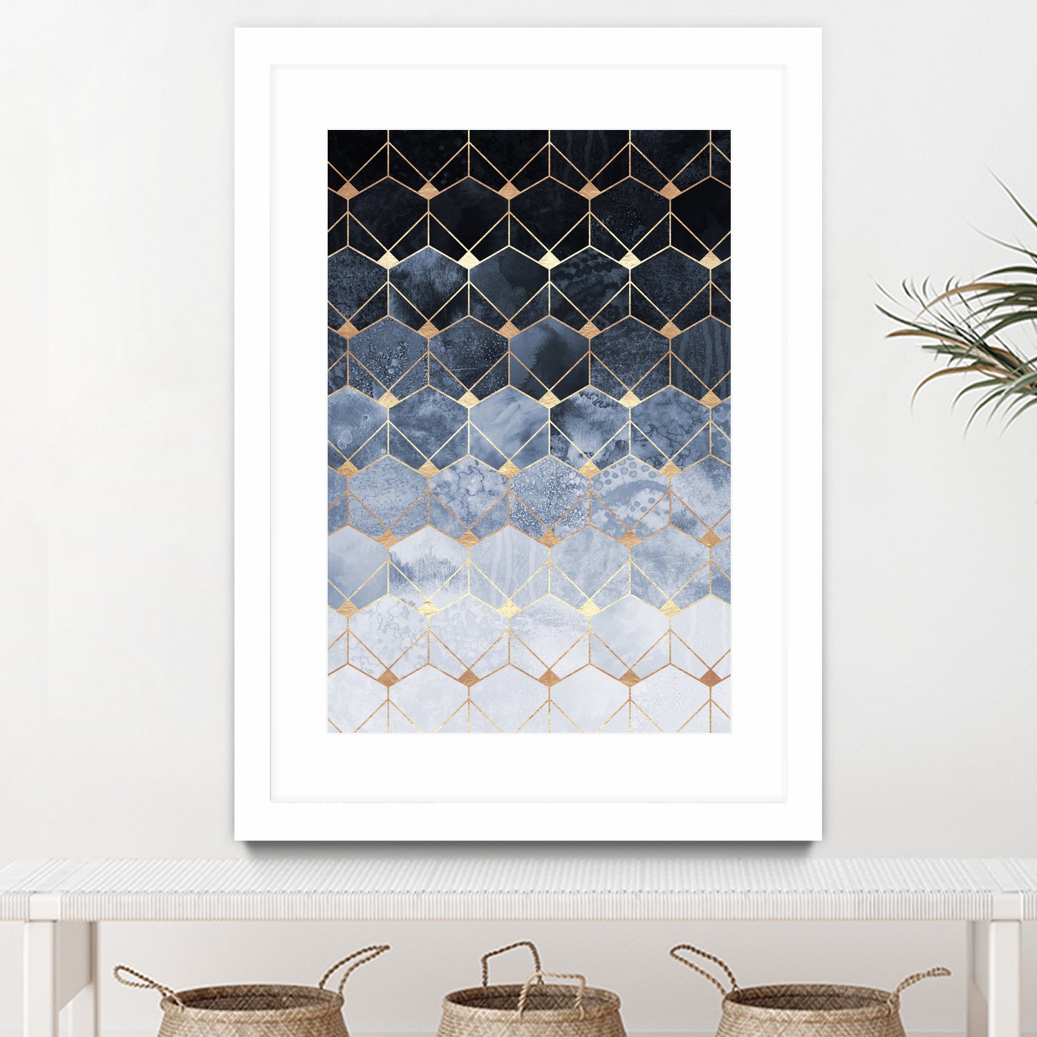 Blue hexagons and diamonds by Elisabeth Fredriksson on GIANT ART - blue digital painting