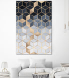 Soft Blue Gradient Cubes by Elisabeth Fredriksson on GIANT ART - blue digital painting