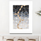 Soft Blue Gradient Cubes by Elisabeth Fredriksson on GIANT ART - blue digital painting