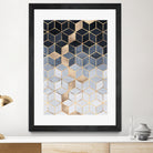 Soft Blue Gradient Cubes by Elisabeth Fredriksson on GIANT ART - blue digital painting