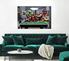 Afterhours: Marvel Superheroes Relax Playing Pool by Dan Avenell on GIANT ART - green digital painting