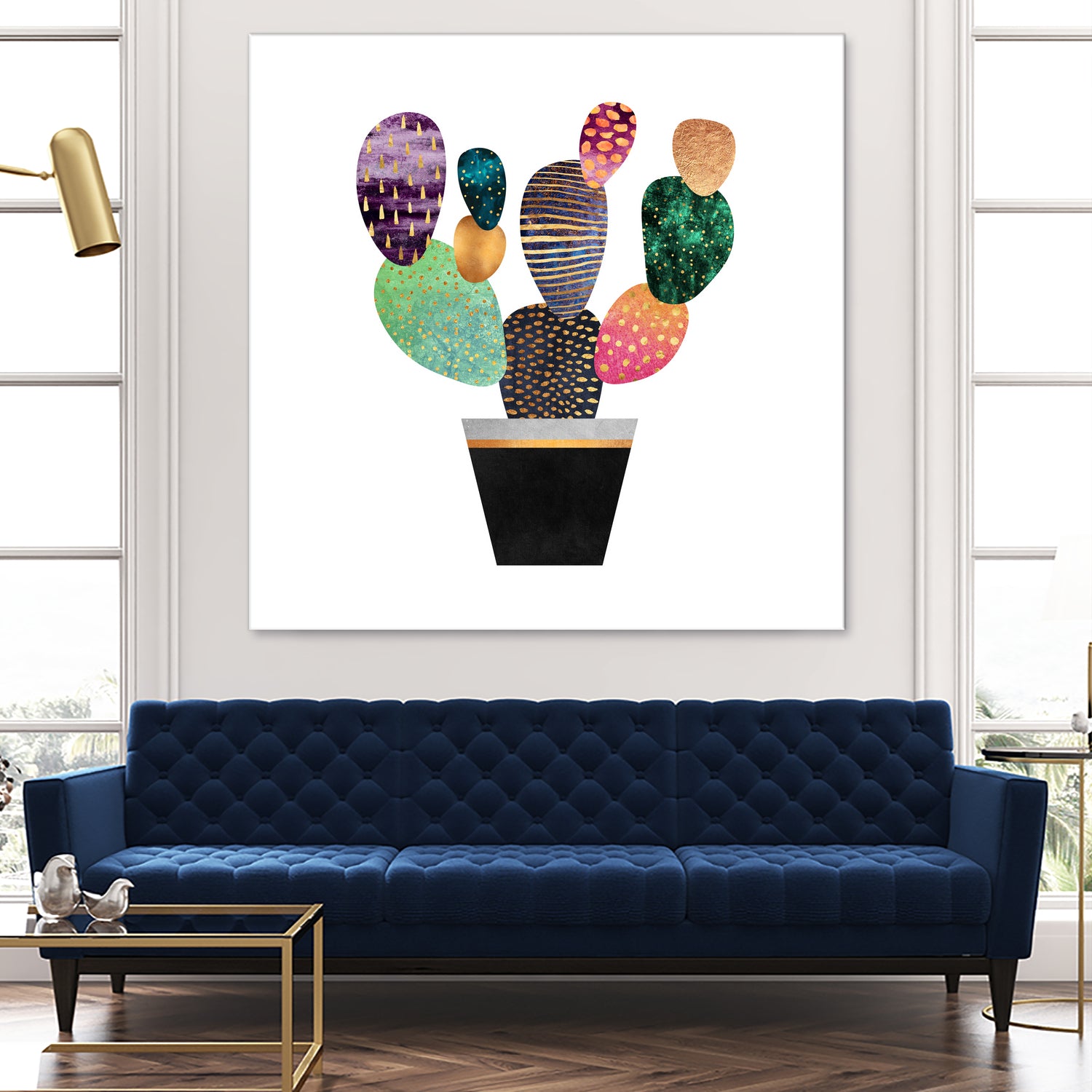 Pretty Cactus by Elisabeth Fredriksson on GIANT ART - blue mixed media