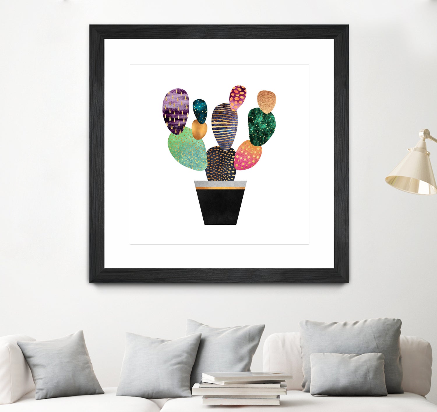 Pretty Cactus by Elisabeth Fredriksson on GIANT ART - blue mixed media