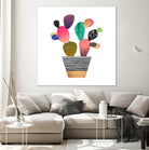 Happy Cactus by Elisabeth Fredriksson on GIANT ART - pink mixed media