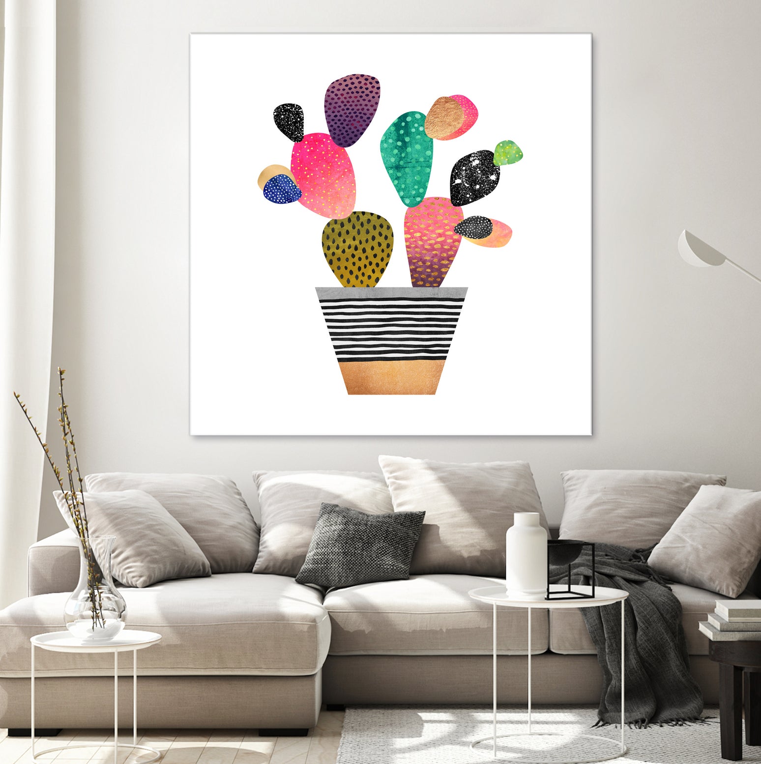 Happy Cactus by Elisabeth Fredriksson on GIANT ART - pink mixed media