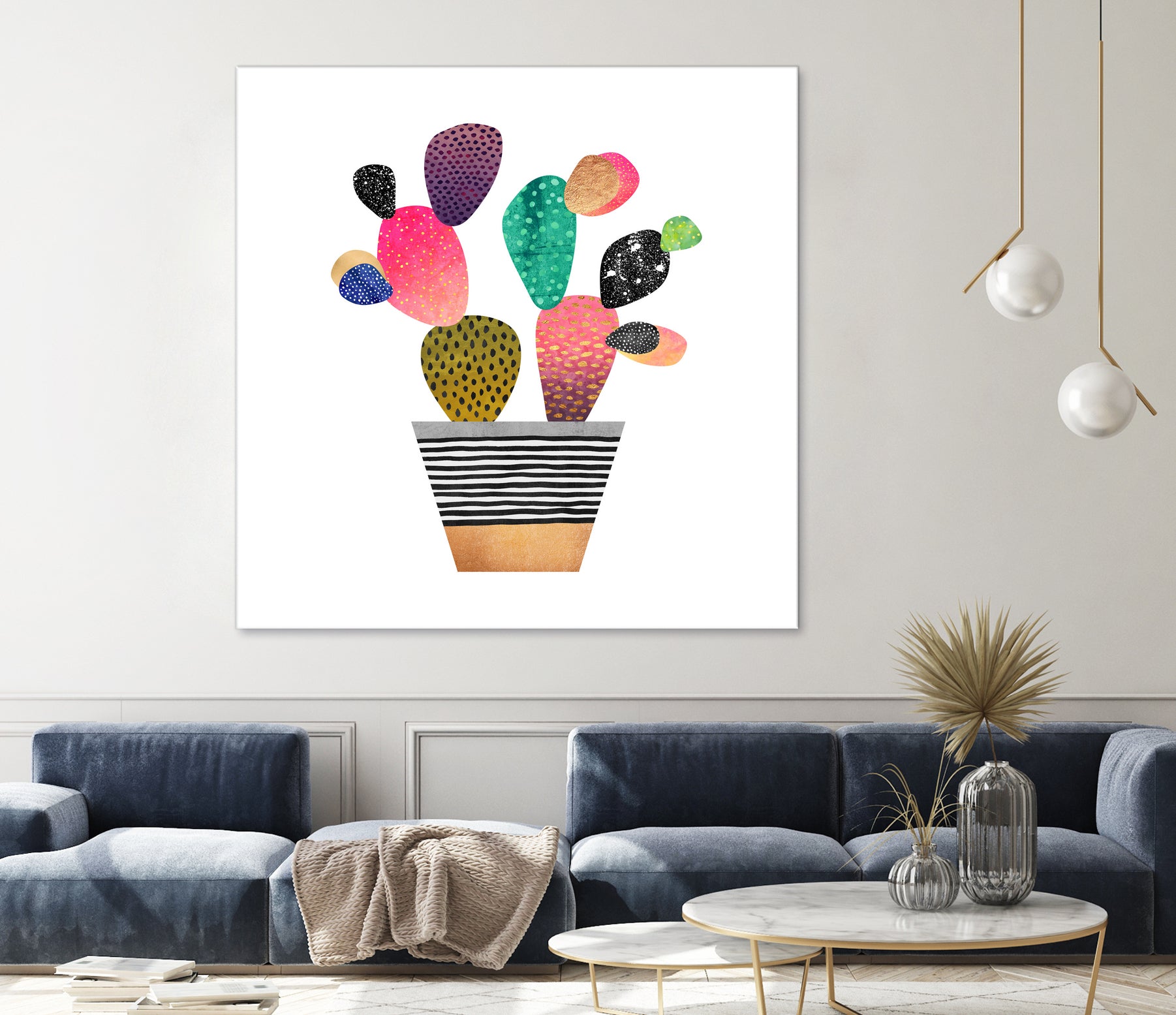 Happy Cactus by Elisabeth Fredriksson on GIANT ART - pink mixed media