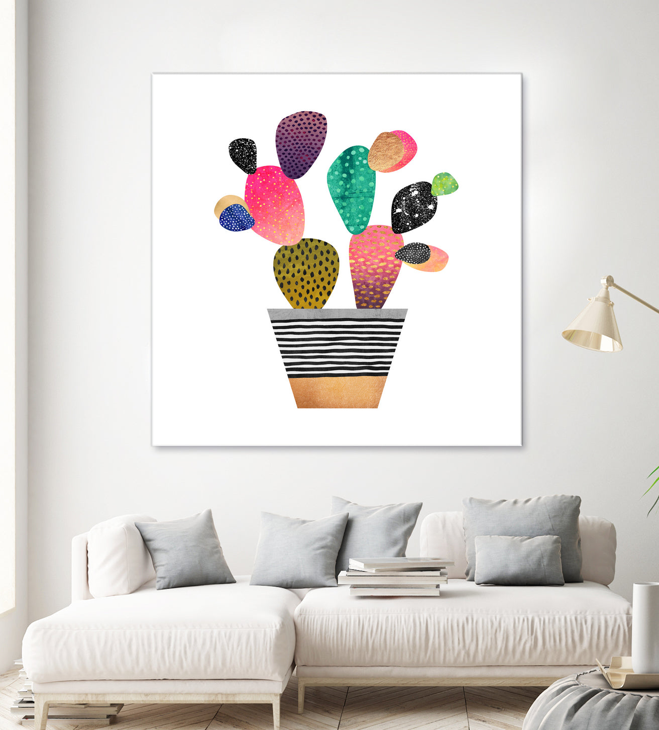 Happy Cactus by Elisabeth Fredriksson on GIANT ART - pink mixed media