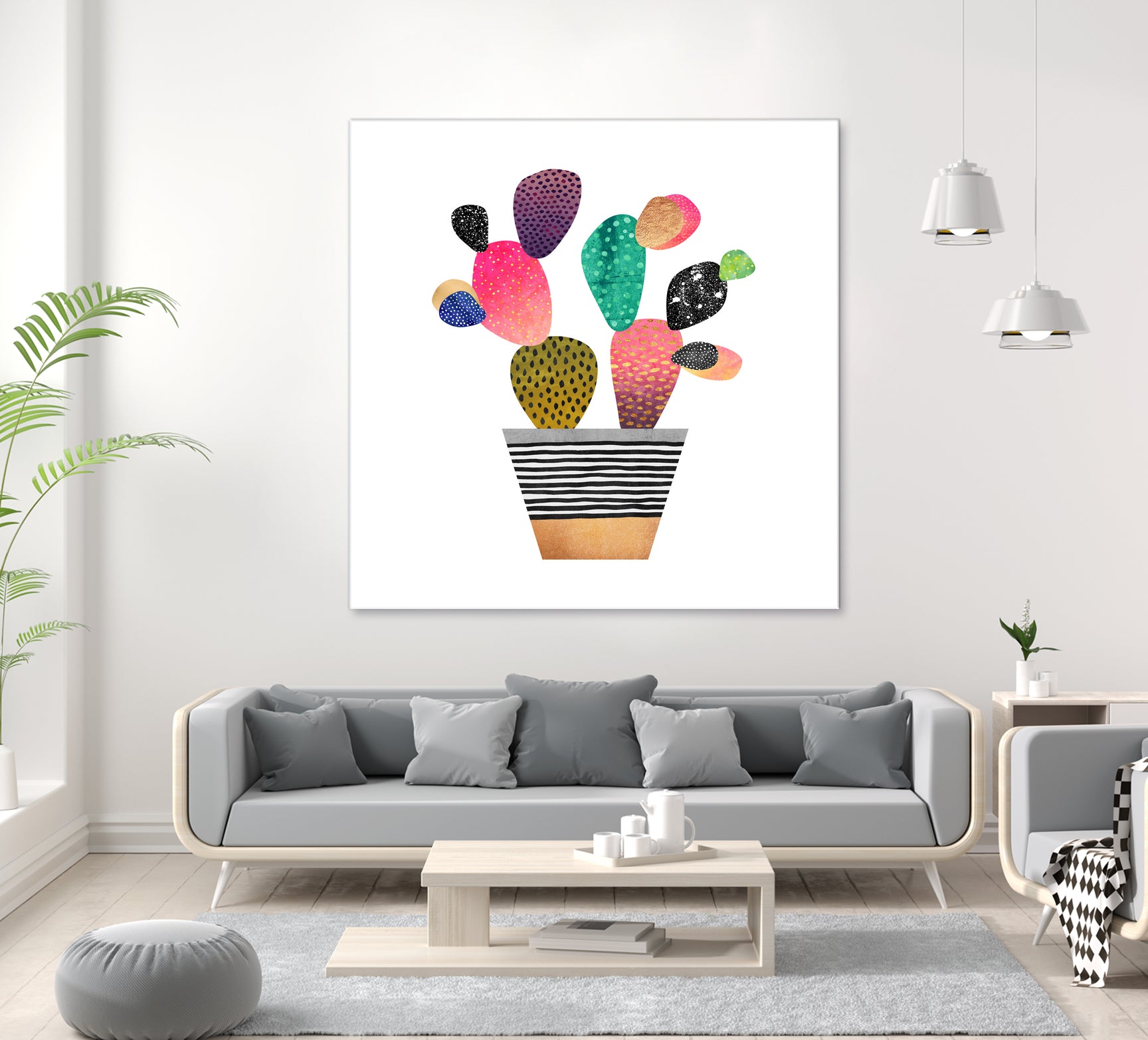 Happy Cactus by Elisabeth Fredriksson on GIANT ART - pink mixed media