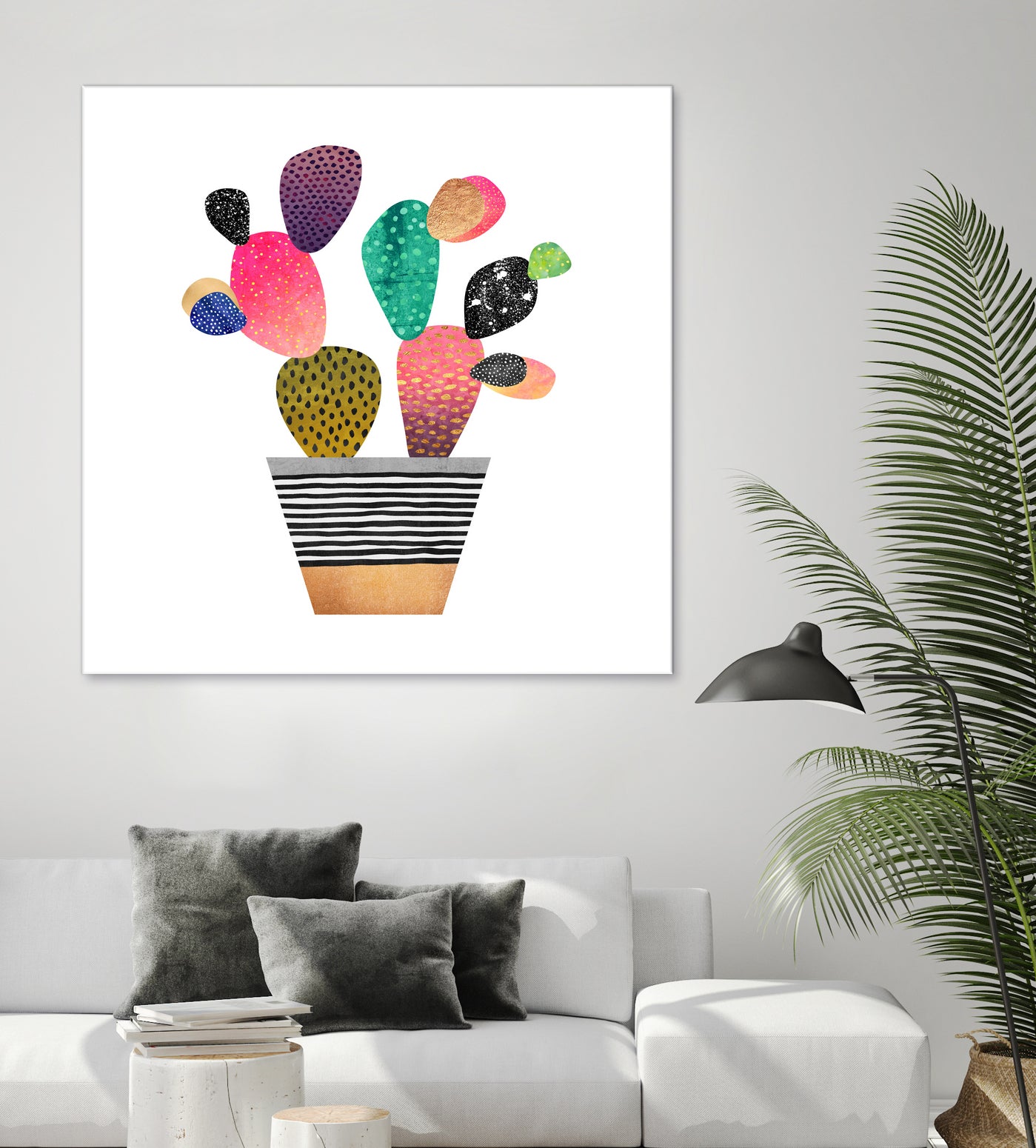 Happy Cactus by Elisabeth Fredriksson on GIANT ART - pink mixed media