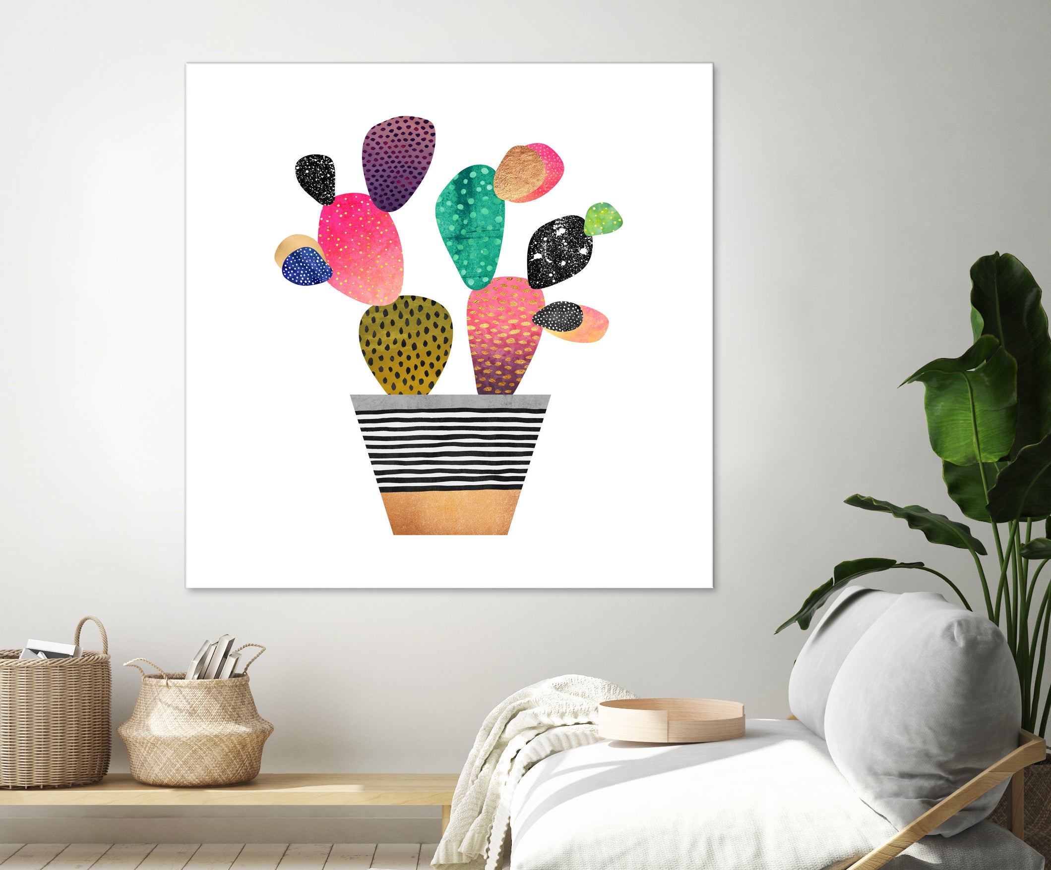 Happy Cactus by Elisabeth Fredriksson on GIANT ART - pink mixed media