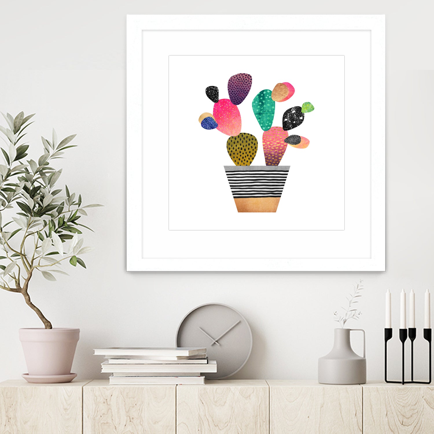 Happy Cactus by Elisabeth Fredriksson on GIANT ART - pink mixed media