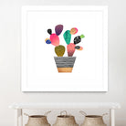 Happy Cactus by Elisabeth Fredriksson on GIANT ART - pink mixed media