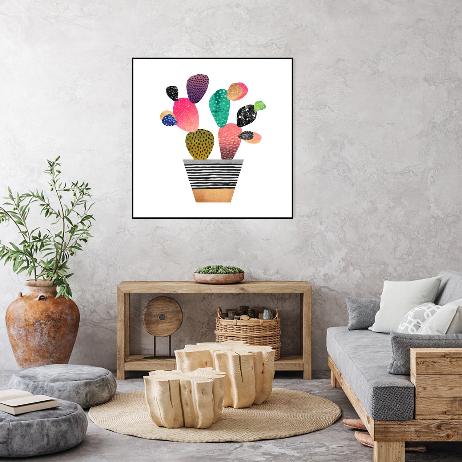 Happy Cactus by Elisabeth Fredriksson on GIANT ART - pink mixed media