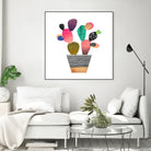 Happy Cactus by Elisabeth Fredriksson on GIANT ART - pink mixed media