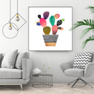 Happy Cactus by Elisabeth Fredriksson on GIANT ART - pink mixed media