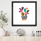 Happy Cactus by Elisabeth Fredriksson on GIANT ART - pink mixed media