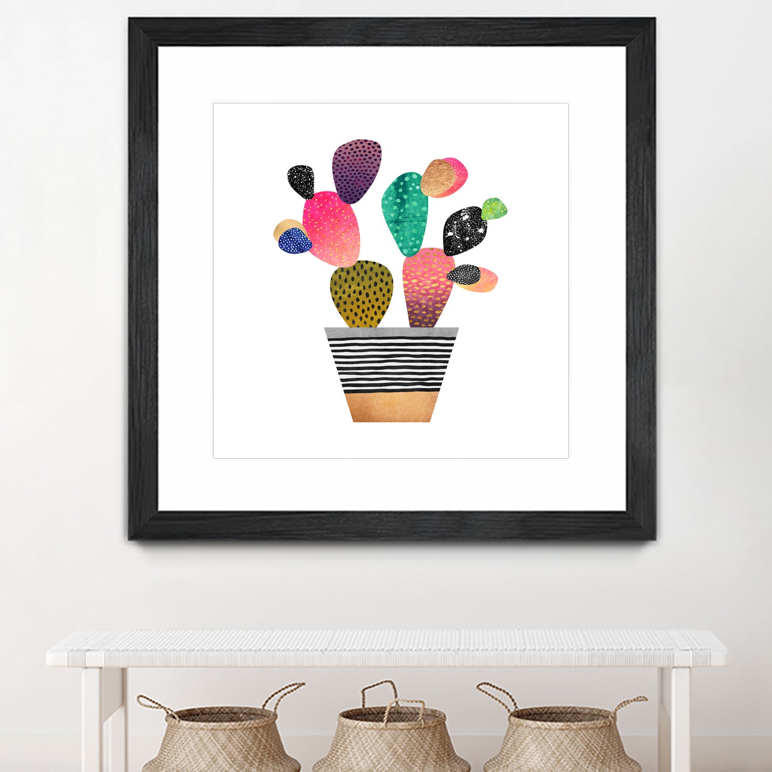 Happy Cactus by Elisabeth Fredriksson on GIANT ART - pink mixed media