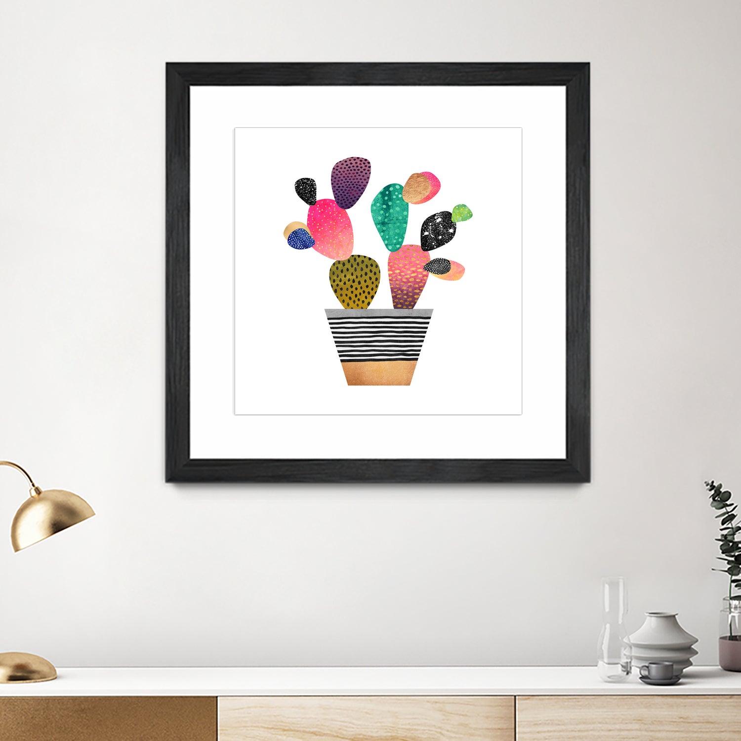 Happy Cactus by Elisabeth Fredriksson on GIANT ART - pink mixed media