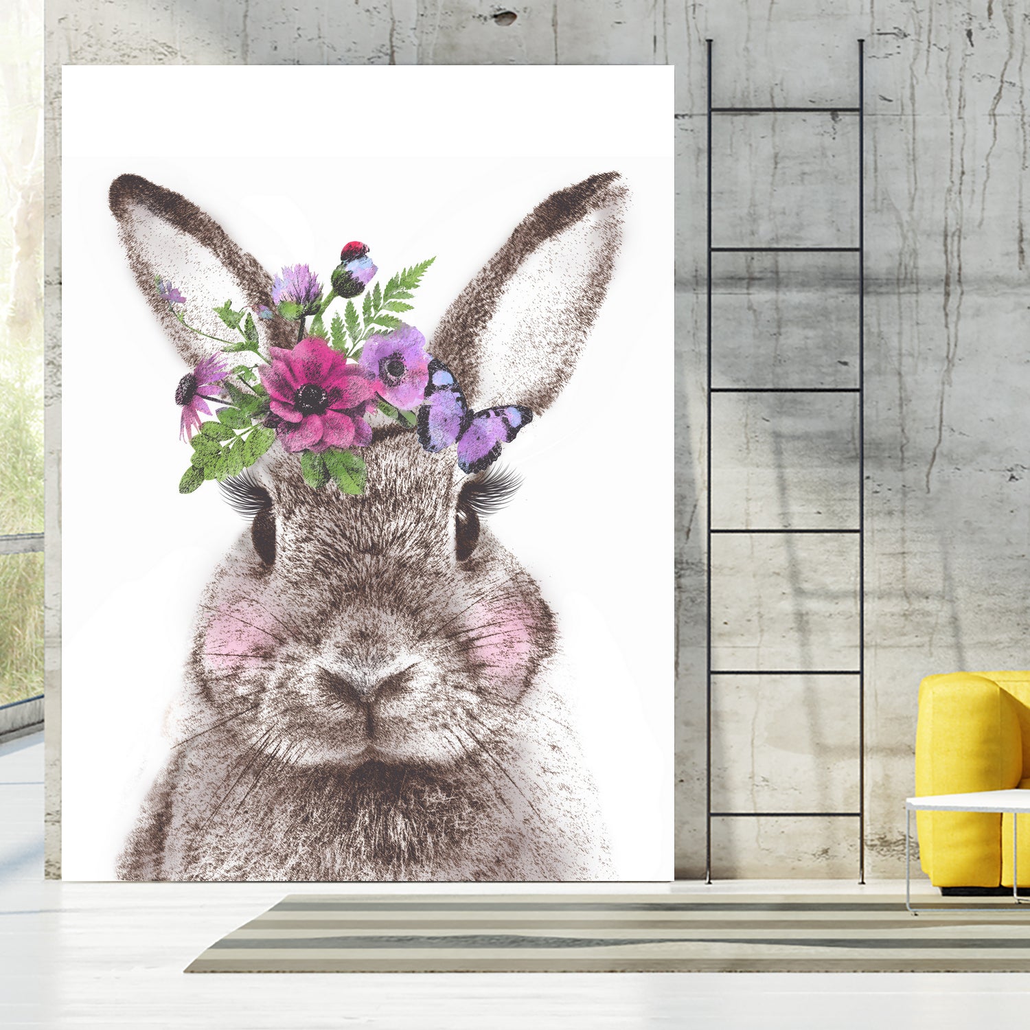 Bunny with flowers by Two Lips on GIANT ART - brown digital drawing