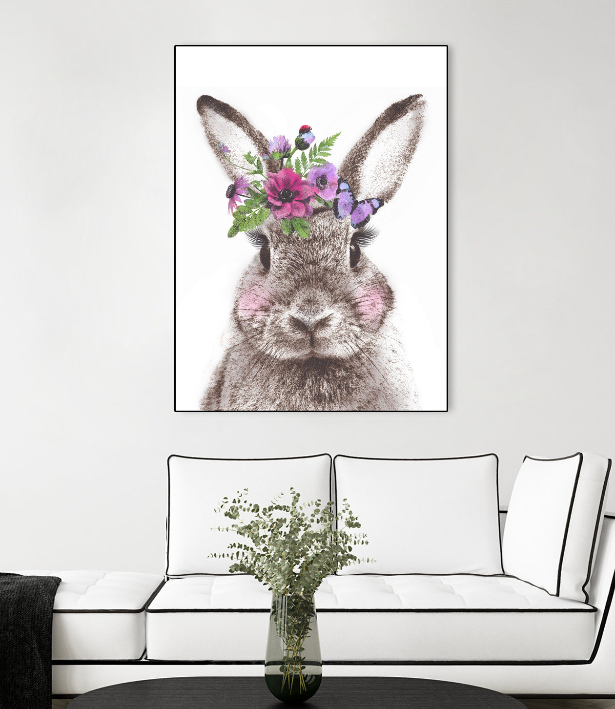 Bunny with flowers by Two Lips on GIANT ART - brown digital drawing