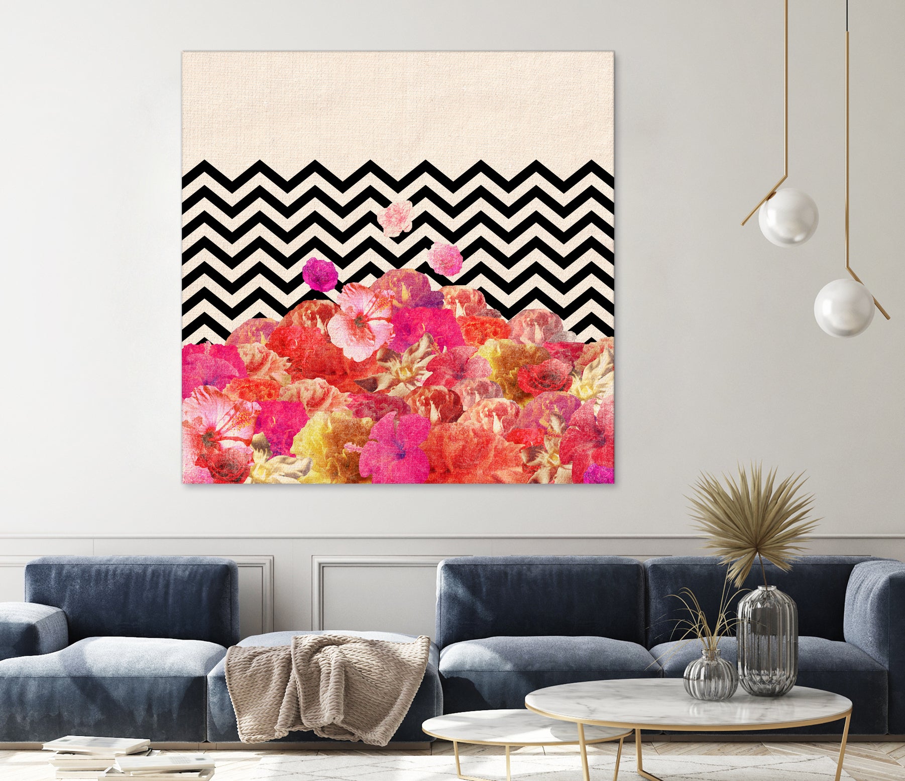 Chevron Flora II by Bianca Green on GIANT ART - red photo illustration