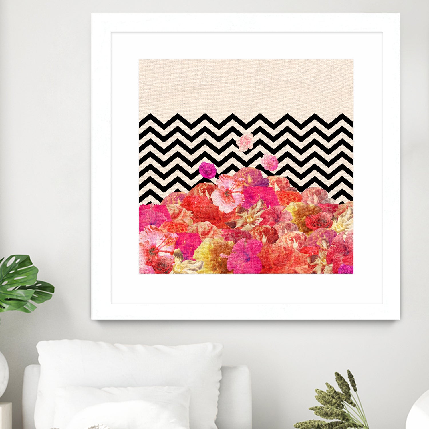 Chevron Flora II by Bianca Green on GIANT ART - red photo illustration