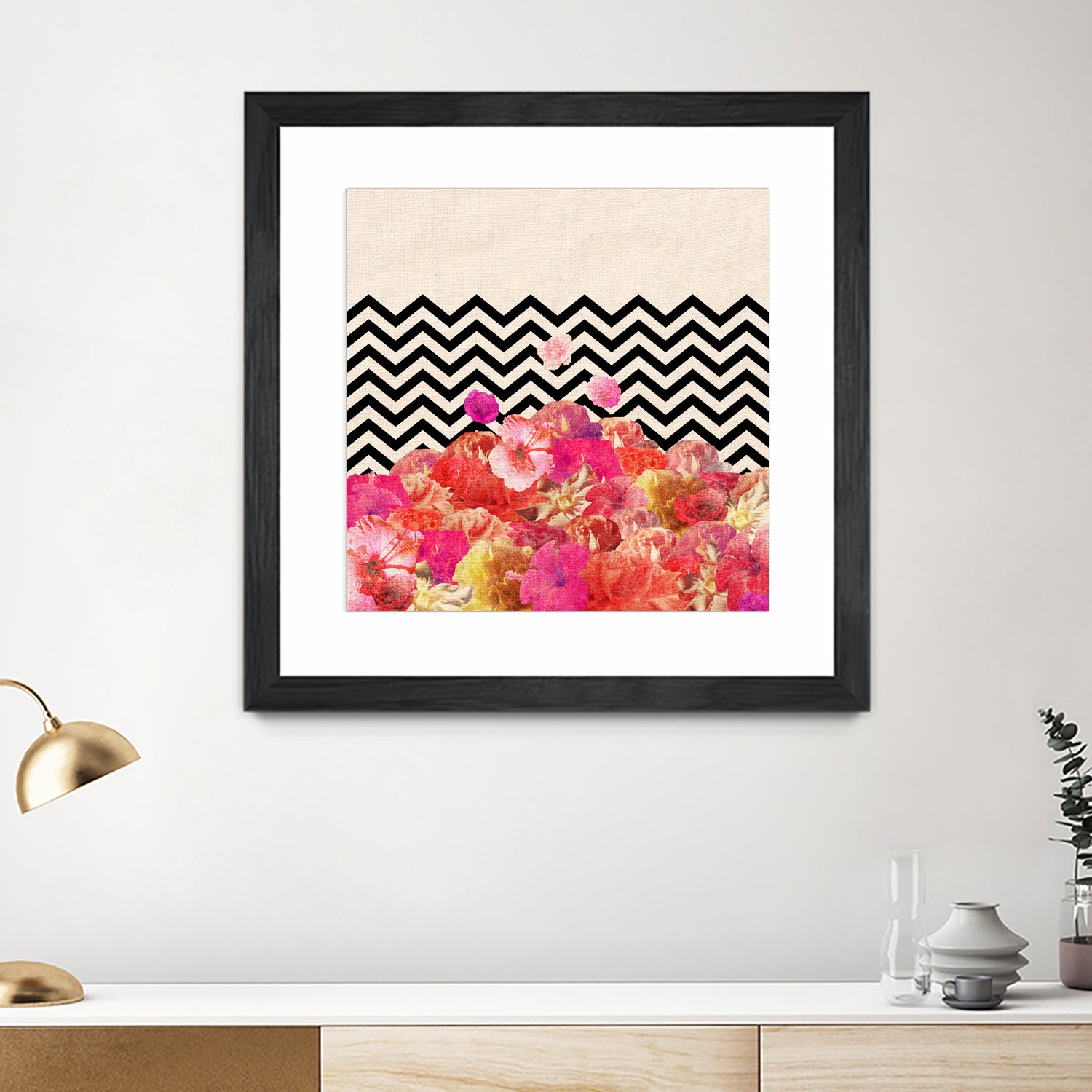 Chevron Flora II by Bianca Green on GIANT ART - red photo illustration